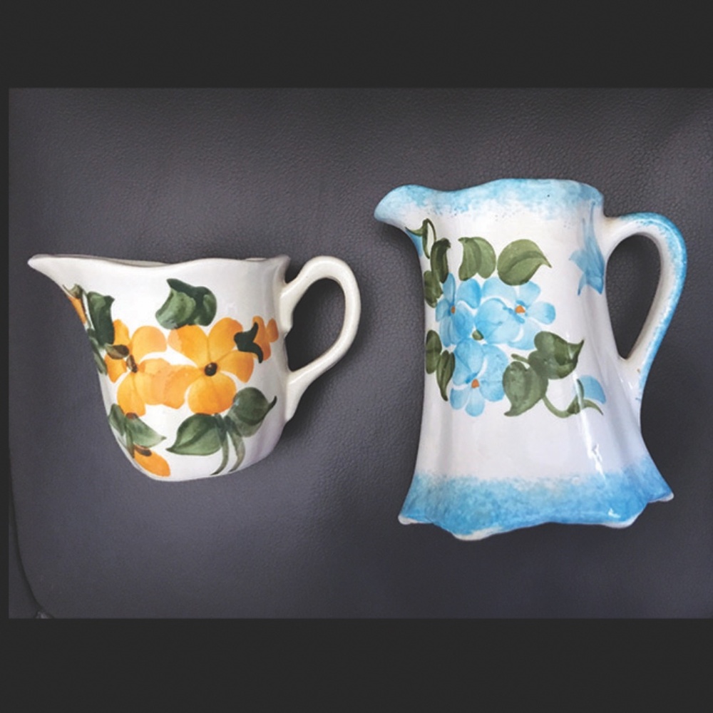 2 Blue Ridge Pottery / Cash Family Pottery small pitchers /creamers- Collectible